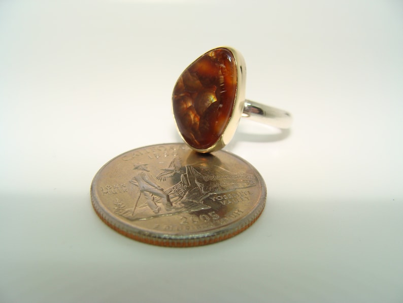 Sterling Silver and 14kt Gold Fire agate ring
