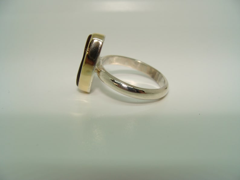 Sterling Silver and 14kt Gold Fire agate ring