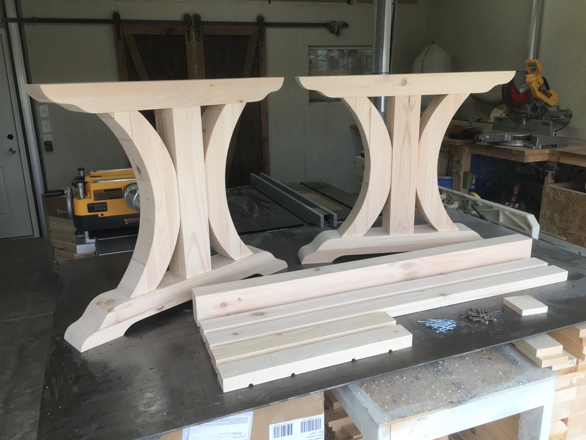 Crescent Trestle Table Legs Free Shipping Set of Two Dining Etsy