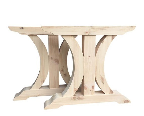 Crescent Trestle Table Legs Unfinished Hardwood Legs Dining