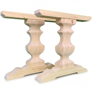 Trestle Table Legs, Tulip Pedestal Set of 2, Wood Dining Table Legs, Farmhouse Table Base, Unfinished DIY Furniture, Custom Harvest Table