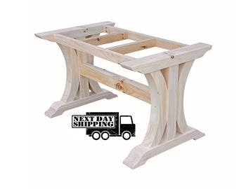 Crescent Trestle Table Frame, Free Shipping, Set of Two w/Frame, Dining Farmhouse Table Legs - 29.5&quot;W x 28.5&quot;H x 4.5&quot;D