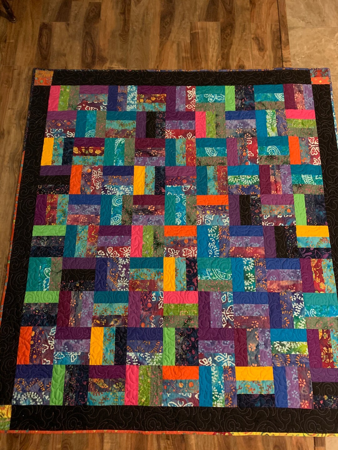 Jelly Roll Rail Fence Quilted Throw - Etsy