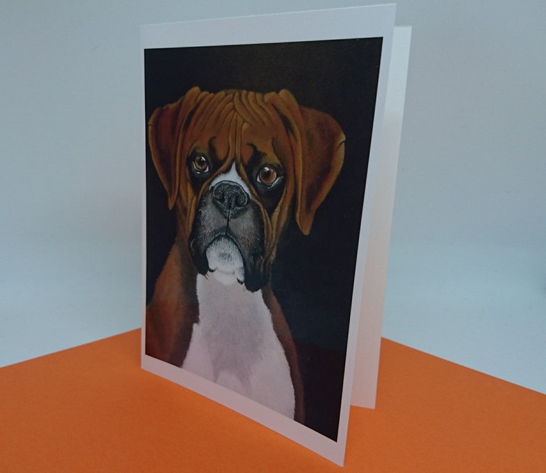 Leuke wenskaart met een hoopvol kijkende boxer hond image 6