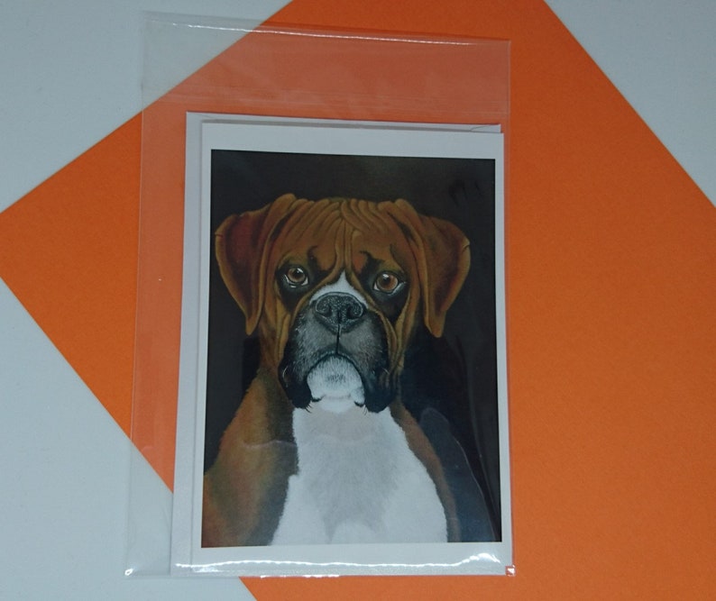 Leuke wenskaart met een hoopvol kijkende boxer hond image 8