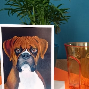 Leuke wenskaart met een hoopvol kijkende boxer hond image 1