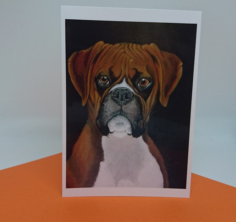 Leuke wenskaart met een hoopvol kijkende boxer hond image 5