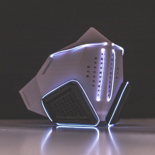 Light up Gas Mask Glow Mask Lowpoly El Wire Mask Halloween Etsy