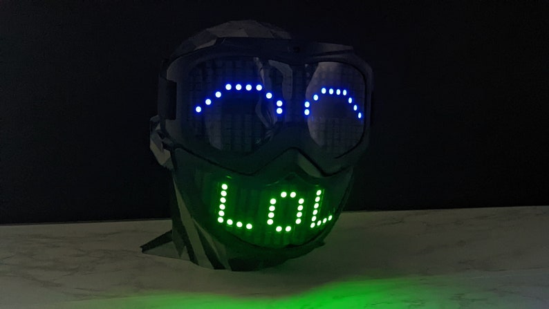 v2 Animated LED Mask | Full Face Mask App Controlled Halloween edm Cosplay led Mask Rave Party Rave Mask Purge Glow Mask Movie EDC 