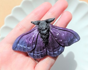 Large Moth Hair Clip, Witch Hair Accessory, Forest Fairy Barette, Gothic Fashion