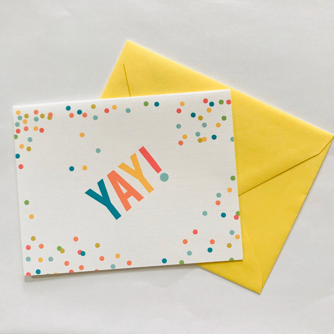 Confetti Greeting Card Yay Congratulations Colorful Etsy