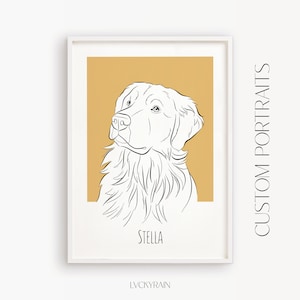 Custom Line Drawing Pet Portrait, Custom Dog Portrait, Drawing from Photo, Pet Line Art, Custom Line Art, Pet Owner Gift