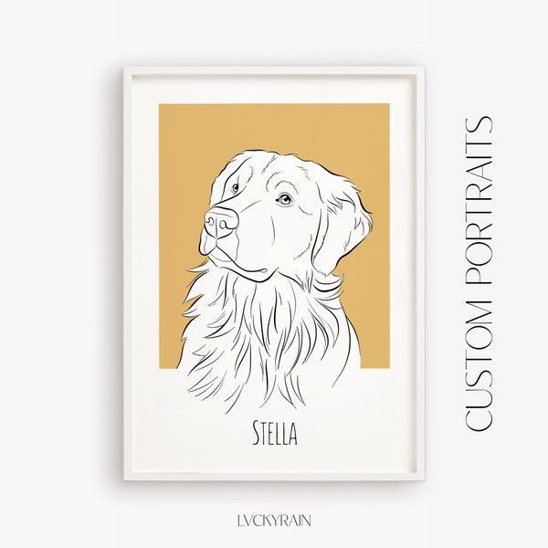 Custom Line Drawing Pet Portrait, Custom Dog Portrait, Drawing from Photo, Pet Line Art, Custom Line Art, Pet Owner Gift