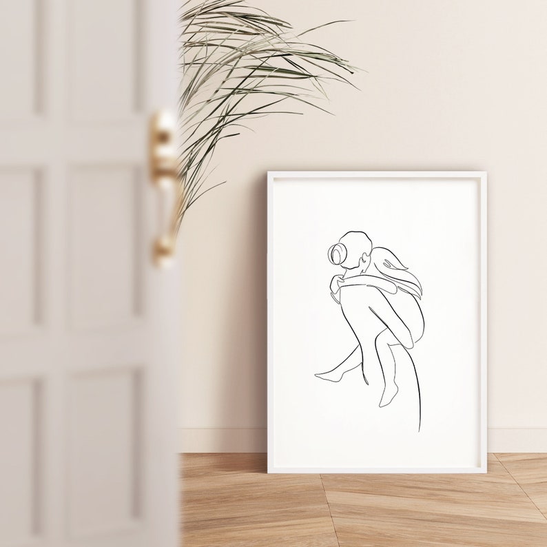 Mom And Baby Print, Mothers Day Gift, Nursery Wall Decor, Mother and Son Print, Line Art Print, Family Line Drawing image 8