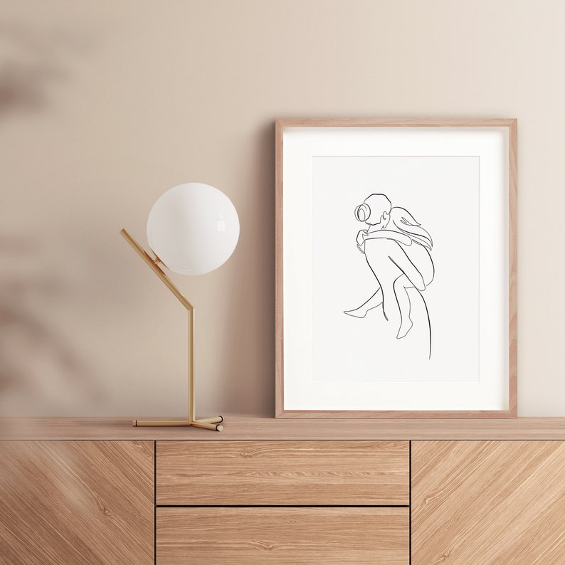 Mom And Baby Print, Mothers Day Gift, Nursery Wall Decor, Mother and Son Print, Line Art Print, Family Line Drawing image 2