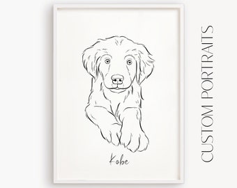 Custom Line Drawing Pet Portrait, Pet Sketch From Photo, Custom Line Art, Pet Portrait Drawing, Dog Outline, Dog Tattoo