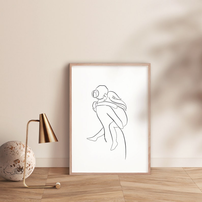 Mom And Baby Print, Mothers Day Gift, Nursery Wall Decor, Mother and Son Print, Line Art Print, Family Line Drawing image 5