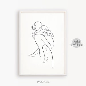 Mom And Baby Print, Mothers Day Gift, Nursery Wall Decor, Mother and Son Print, Line Art Print, Family Line Drawing