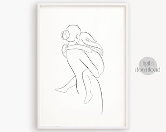 Mom and Baby Line Art Print: Minimalist Nursery Decor (Digital Download)