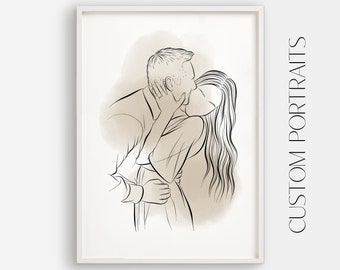Custom Faceless Portrait, Line Drawing Family, Line Art Portrait from Photo, Personalized Family illustration