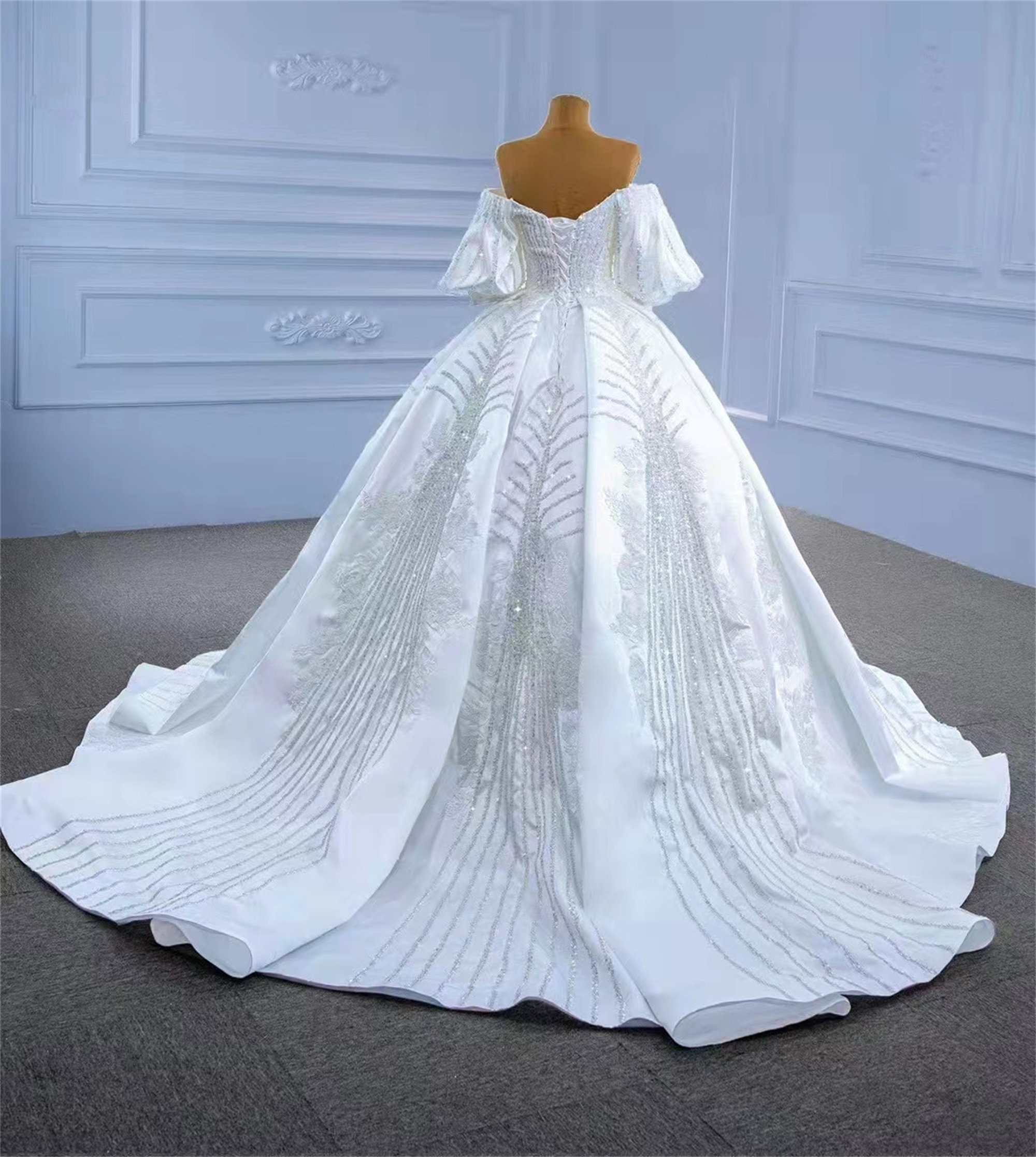 Princess Ball Gown Wedding Dress with Beading Sequins Lace Flowers main image 1