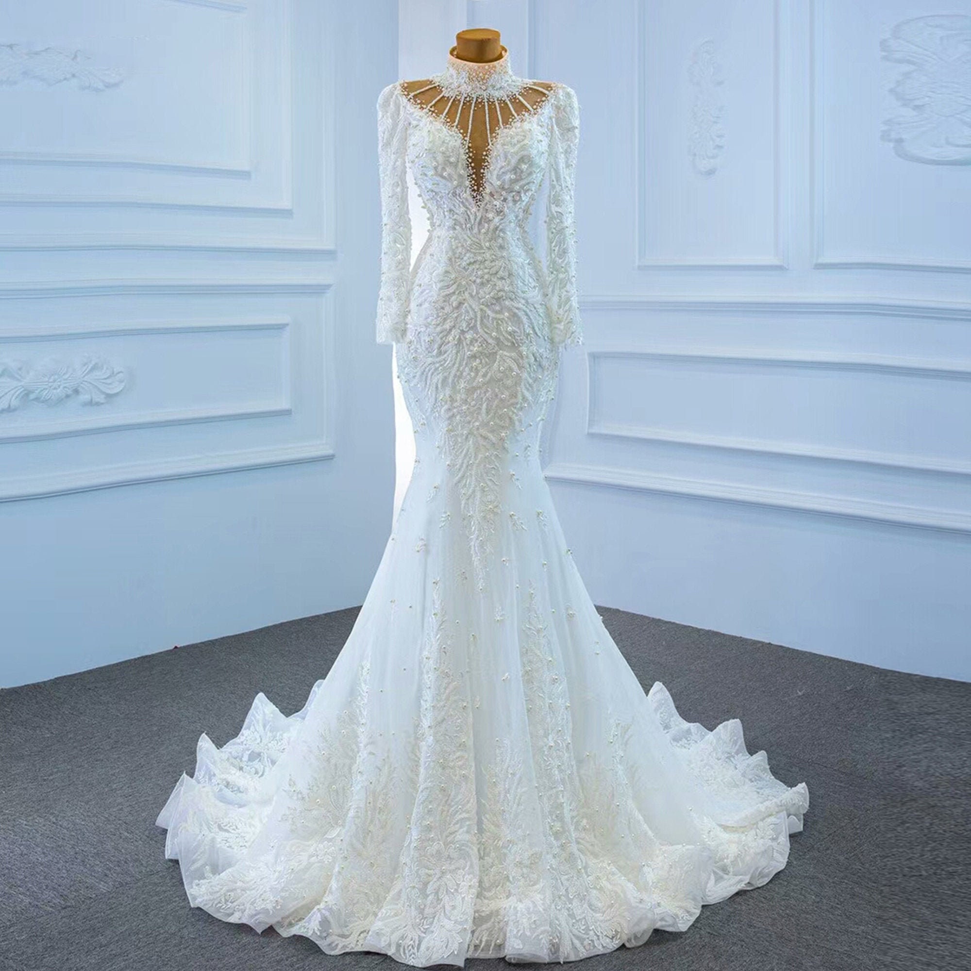 pearl cap sleeve wedding dress