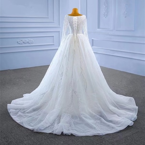 Luxury Pearls Sequins Ivory Wedding Dresses detachable Train - Etsy