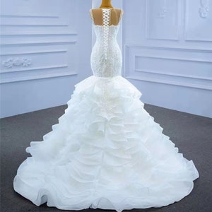 Luxury Tiered Tulle Bridal Gown, Beads Lace Appliqued Wedding Dresses ...