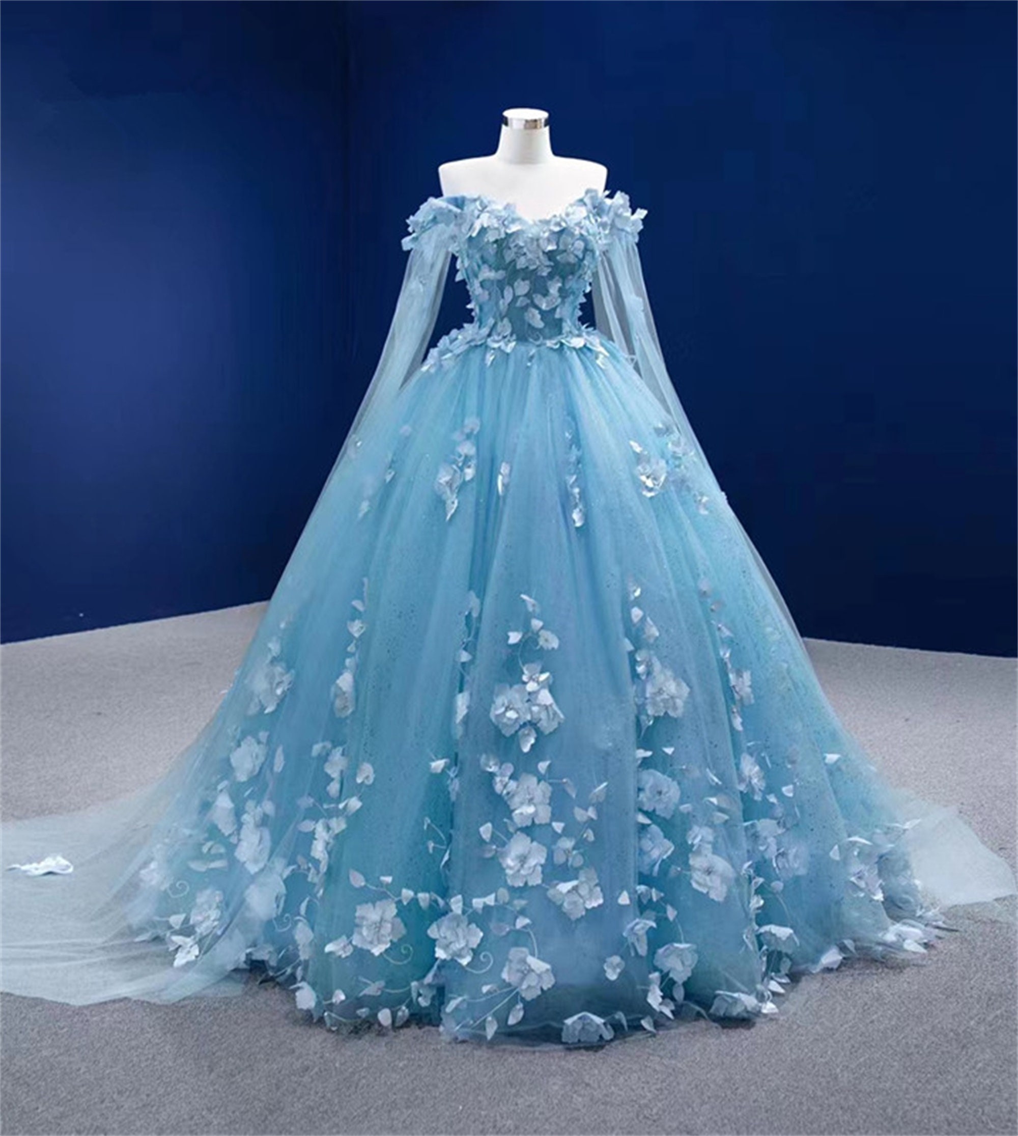 Princess 3D Flower Appliqued Evening Dresses Cape With Hood - Etsy