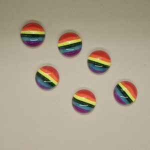 6 x 12mm fused glass rainbow cabochons