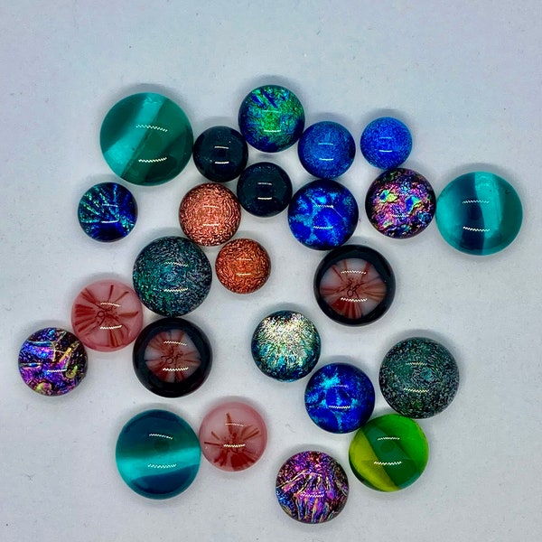 Mixed fused glass cabochons vibrant colours