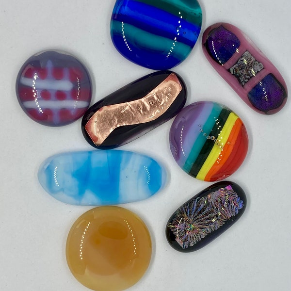 Mixed lot of fused glass cabochons