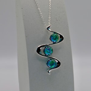 Dichroic glass snake pendant necklace