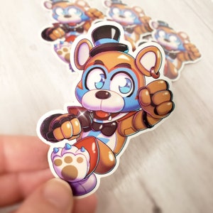 FNAF: Security Breach Freddy , Chica, Roxy, and Monty Vinyl Die Cut Stickers Freddy