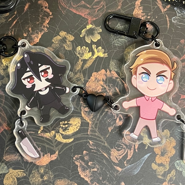 Slasher Couple Magnetic Heart Acrylic Charms