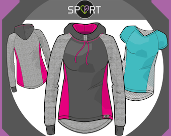 Papierschnittmuster Sport Hoodie Damen