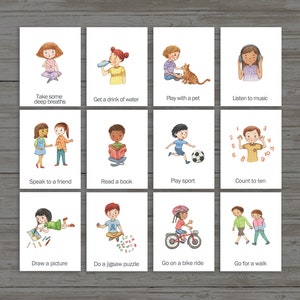 12 Calming Corner Flashcards, Calm Corner technique  cards,  Calming Techniques, Homeschool Decor,  Kids Room Deco