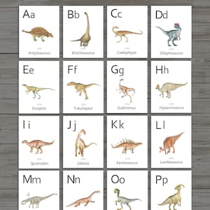 Tarjetas de dinosaurios, tarjetas imprimibles del alfabeto, tarjetas del alfabeto, decoración infantil, aprendizaje en casa, escuela, preescolar