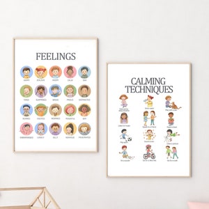 Set of 2 Calming Strategies, Feelings Poster, Educational Posters, Emotions Chart, Kids Room Deco, Homeschool Decor, Emotions poster, image 2