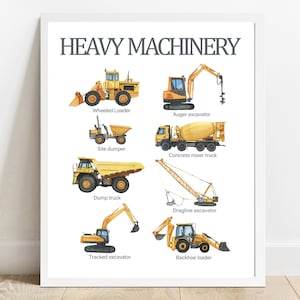 Construction Vehicle Watercolor Print: Heavy Machinery Nursery Art (Digital Download)