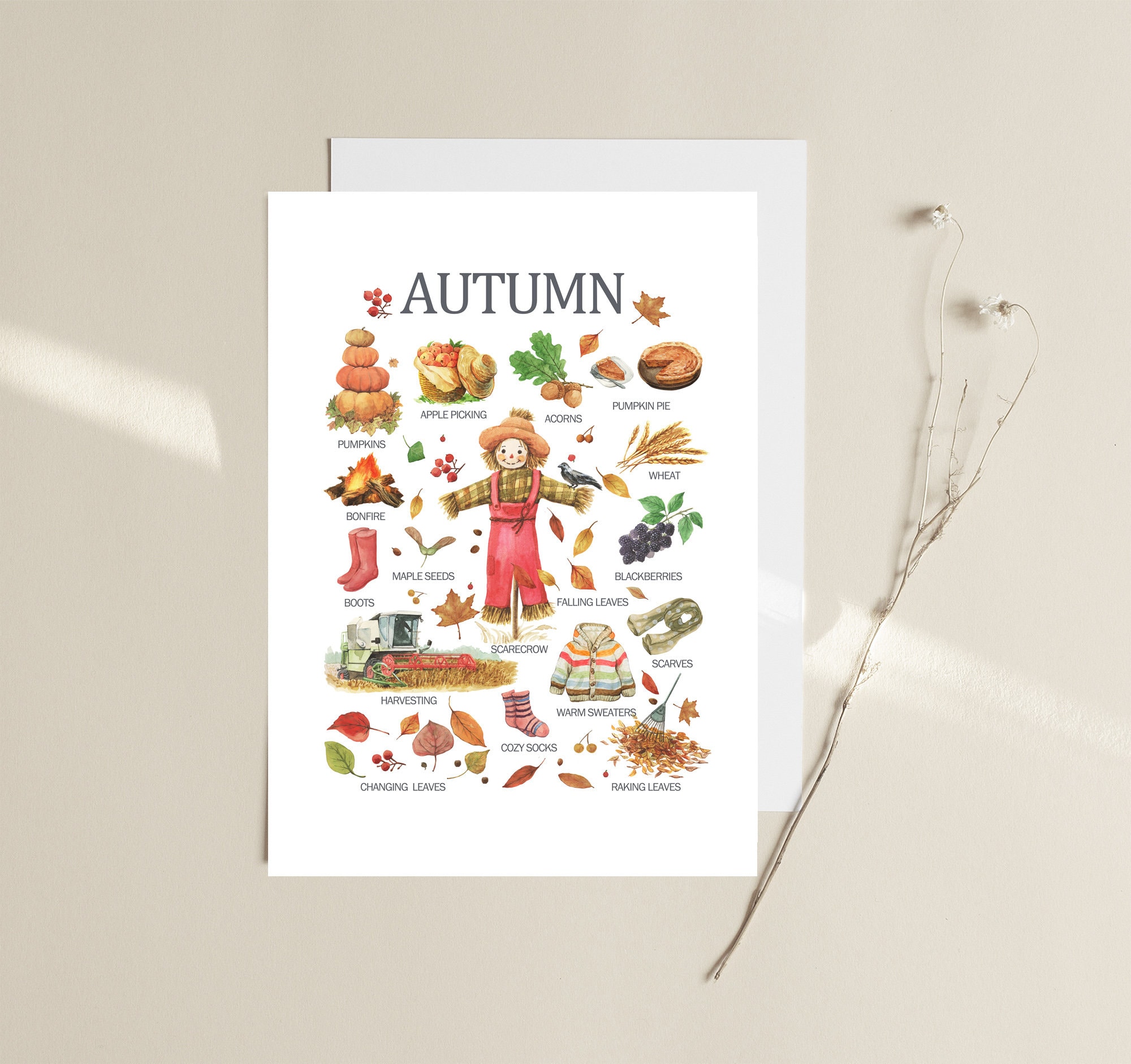 Autumn Printable Wall Artfall Poster Kids Children Learning | Etsy