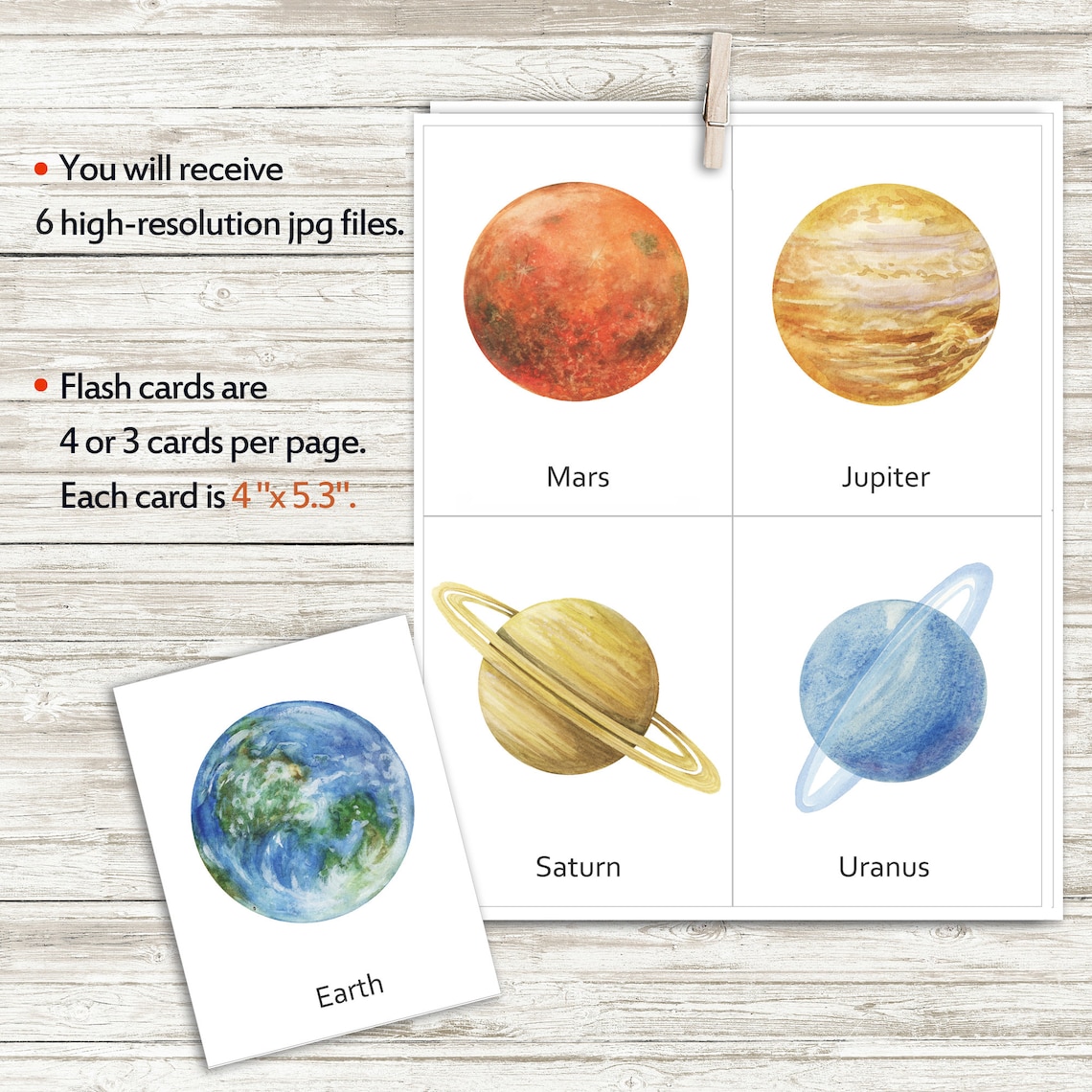 9 Solar System Flash Cards Printable Space Cards Solar - Etsy