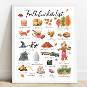 Arte de pared con lista de deseos de otoño, arte de pared imprimible de otoño, póster de otoño, decoración de otoño, póster de otoño, lista de tareas de otoño