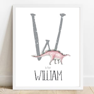 Personalized Name print, Wuerhosaurus Dinosaur Printable, Name Dinosaur KIds Room Art, Custom Name, Nursery Decor,Bedroom Print, Name Sign