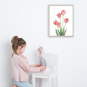 Pink Tulip Print Set of 3, Tulip Printable Wall Art, Spring Wall Art ...