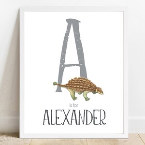 Personalized Name Print, Ankylosaurus Dinosaur Printable, KIds Room Art, Custom Name, Nursery Decor, Bedroom Print, Name Sign