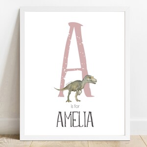 Personalized Name print,  Allosaurus Dinosaur Printable, Name Dinosaur KIds Room Art, Custom Name, Nursery Decor,Bedroom Print, Name Sign