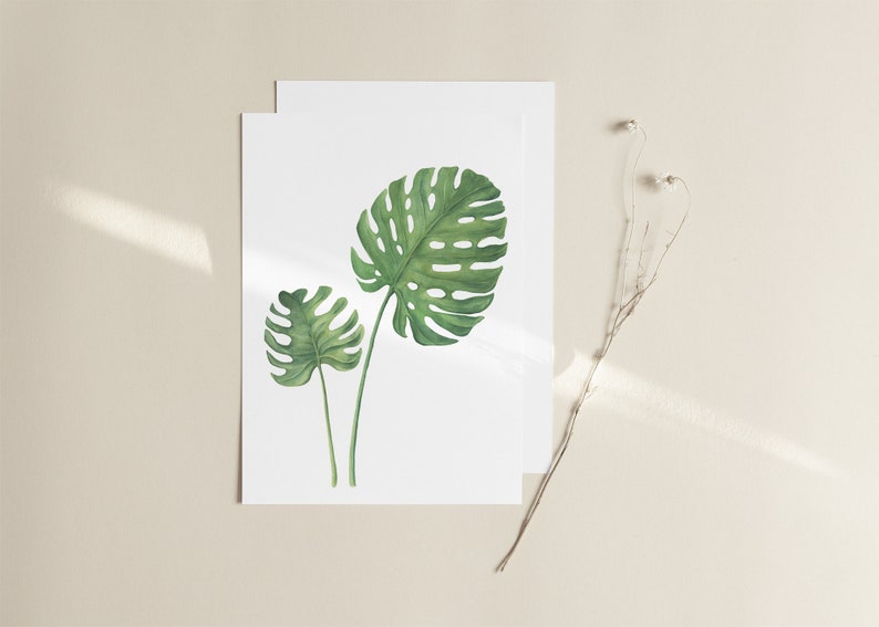 Monstera Wall Art Watercolor Botanical Prints Monstera Etsy
