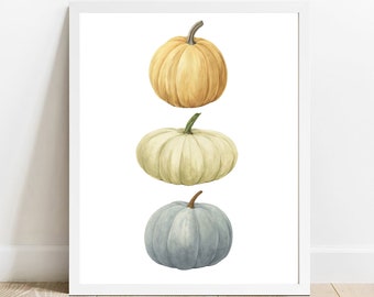 Fall Decor Print, Watercolor  Pumpkin Print,  Halloween Printable Wall Art, Fall Print, Thanksgiving Decor, Fall Pumpkin, pumpkin poster