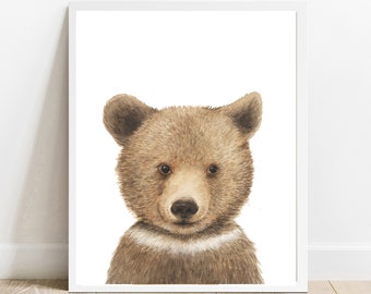Woodland Animal Print, Baby Animal Print, Bear Print, Nursery Wall Art, Printable Animals Decor, Nursery Animal Print
